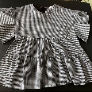 Chic Black and White Gingham Blouse